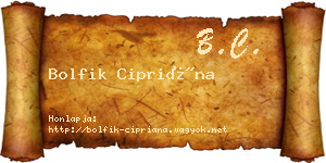 Bolfik Cipriána névjegykártya